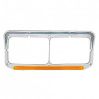 24 LED Rectangular Dual Headlight Bezel With Visor & GloLight Amber LEDs (Amber or Clear Lens)
