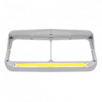 24 LED Rectangular Dual Headlight Bezel With Visor & GloLight Amber LEDs (Amber or Clear Lens)