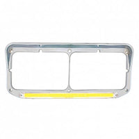 24 LED Rectangular Dual Headlight Bezel With Visor & GloLight Amber LEDs (Amber or Clear Lens)