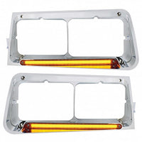 24 LED Headlight Bezel With GloLight For 1989-2009 Freightliner FLD - Amber Lens (Driver or Passenger Side)