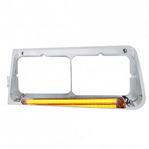 24 LED Headlight Bezel With GloLight For 1989-2009 Freightliner FLD - Clear Lens (Driver or Passenger Side)