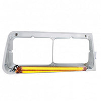 24 LED Headlight Bezel With GloLight For 1989-2009 Freightliner FLD - Clear Lens (Driver or Passenger Side)