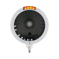 Stainless Steel Classic Stripe Headlight No Bulb With LED Signal (Amber or Clear Lens)