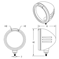 Stainless Steel Bullet Embossed Stripe Headlight No Bulb With LED Signal (Amber or Clear Lens)