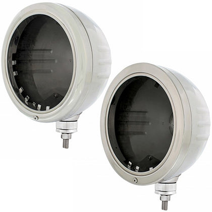 United Pacific - Stainless Classic or "Bullet" Embossed Stripe Style Headlight Housing