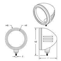 United Pacific - Stainless Classic or "Bullet" Embossed Stripe Style Headlight Housing