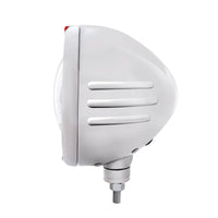 Stainless Steel Classic Embossed Stripe Headlight 5 LED Bulb & Dual Mode Amber LED Signal (Amber or Clear Lens)
