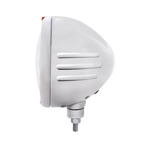 Stainless Steel Classic Embossed Stripe Headlight 11 LED Bulb & Dual Mode Amber LED Signal (Amber or Clear Lens)