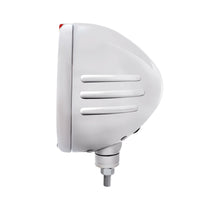 Stainless Steel Classic Embossed Stripe Headlight H4 With Amber LED & Dual Mode LED Signal (Amber or Clear Lens)