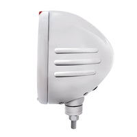 Stainless Steel Classic Embossed Stripe Headlight H4 With 6 Amber LED & Dual Mode LED Signal (Amber or Clear Lens)