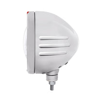 United Pacific - Stainless Steel Bullet Embossed Stripe Headlight 5 LED Bulb & Dual Mode LED Signal (Amber or Clear Lens)