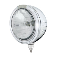 Stainless Steel Bullet Embossed Stripe Headlight H6024 & Dual Mode LED Signal (Amber or Clear Lens)