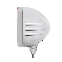 Stainless Steel Bullet Embossed Stripe Headlight H4 With Amber LED & Dual Mode LED Signal (Amber or Clear Lens)