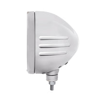 Stainless Steel Bullet Embossed Stripe Headlight H4 With White LED & Dual Mode LED Signal (Amber or Clear Lens)