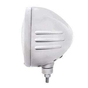 Stainless Steel Classic Embossed Stripe Headlight Housing With 11 LED Crystal 7" Round Headlight