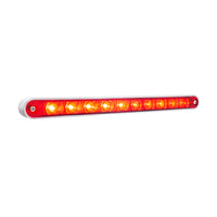 United Pacific - 10 LED 9" Split Turn Function Light Bar With Bezel - Red LED/Red Lens