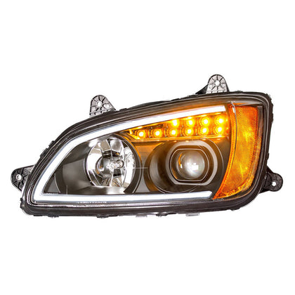 Blackout Projection Headlight With LED Turn Signal & Position Light For 2008-2017 Kenworth T660 (Driver Side)