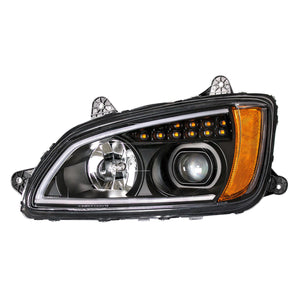 Blackout Projection Headlight With LED Turn Signal & Position Light For 2008-2017 Kenworth T660 (Driver Side)