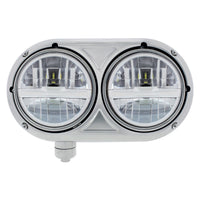 Headlight Assembly With 304 SS Housing & LED Headlights With Chrome Inner Bar for Peterbilt 359 (Driver or Passenger Side)
