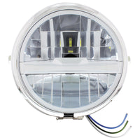 Chrome 5-3/4" Motorcycle Headlight 8 LED Bulb With Silver or Black Bar (Bottom or Side Mount)