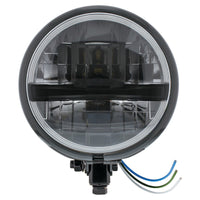 Chrome or Black 5-3/4" Motorcycle Headlight 8 LED Blackout Bulb With Black Bar (Bottom or Side Mount)