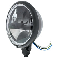 Chrome or Black 5-3/4" Motorcycle Headlight 8 LED Blackout Bulb With Black Bar (Bottom or Side Mount)