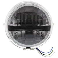 Chrome or Black 5-3/4" Motorcycle Headlight 8 LED Blackout Bulb With Black Bar (Bottom or Side Mount)
