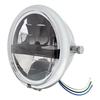 Chrome or Black 5-3/4" Motorcycle Headlight 8 LED Blackout Bulb With Black Bar (Bottom or Side Mount)