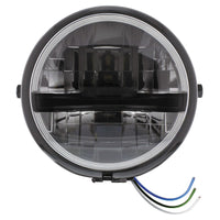 Chrome or Black 5-3/4" Motorcycle Headlight 8 LED Blackout Bulb With Black Bar (Bottom or Side Mount)