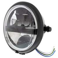 Chrome or Black 5-3/4" Motorcycle Headlight 8 LED Blackout Bulb With Black Bar (Bottom or Side Mount)