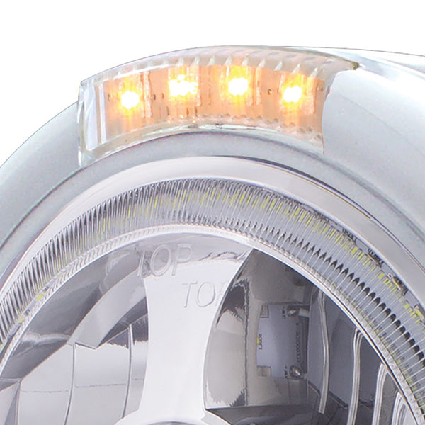 United Pacific Stainless Steel Headlight For Peterbilt 359 – Bullet Half-Moon With LED Turn Signal-925808