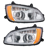 Chrome Full LED Projection Headlight With Turn Signal & Position Light Bar For 2008-2017 Kenworth T660 (Driver or Passenger Side)