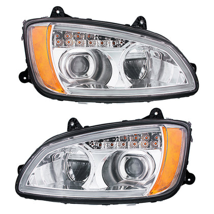 Chrome Full LED Projection Headlight With Turn Signal & Position Light Bar For 2008-2017 Kenworth T660 (Driver or Passenger Side)