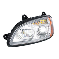 Chrome Full LED Projection Headlight With Turn Signal & Position Light Bar For 2008-2017 Kenworth T660 (Driver or Passenger Side)