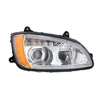 Chrome Full LED Projection Headlight With Turn Signal & Position Light Bar For 2008-2017 Kenworth T660 (Driver or Passenger Side)