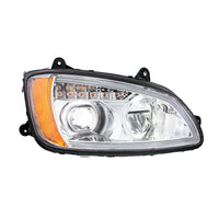 Chrome Full LED Projection Headlight With Turn Signal & Position Light Bar For 2008-2017 Kenworth T660 (Driver or Passenger Side)