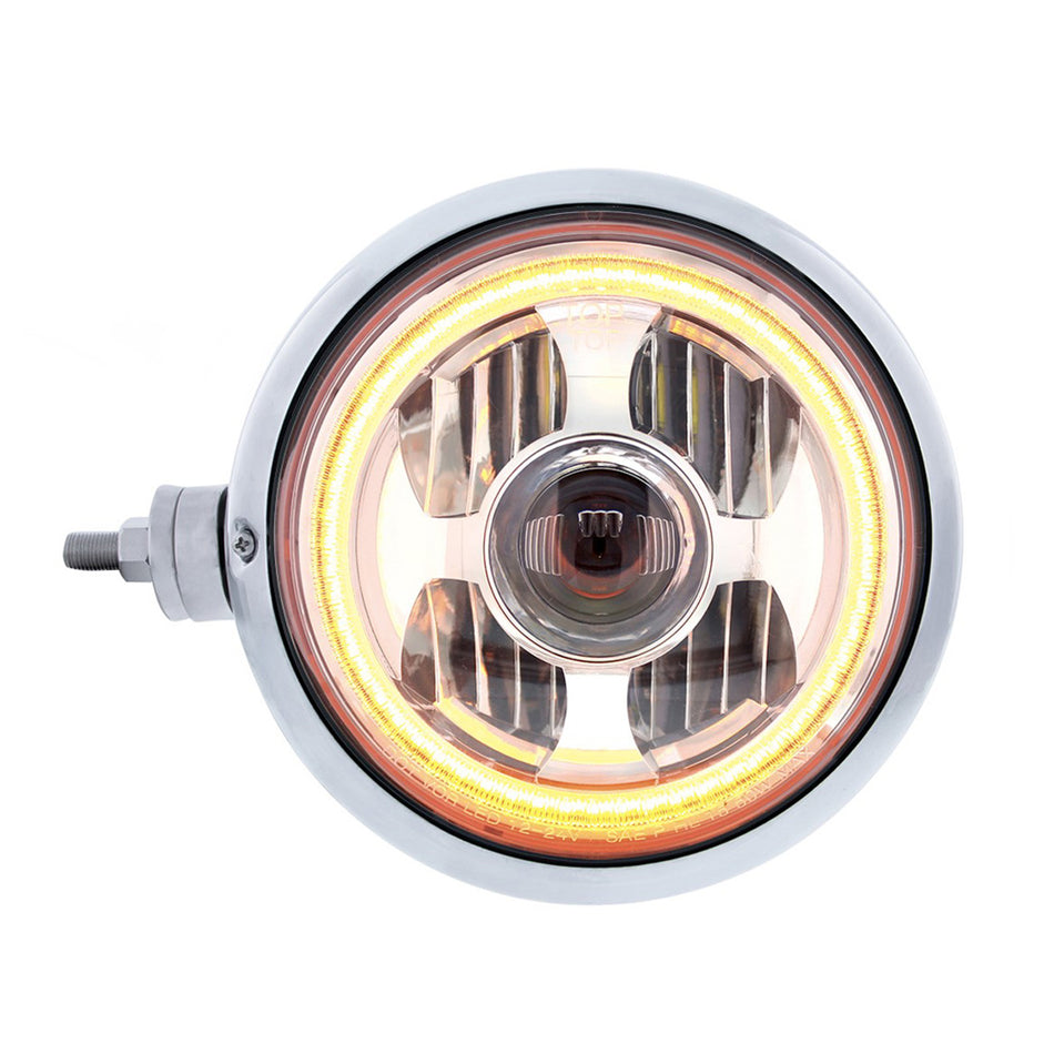 Stainless Steel Guide 682-C Style Headlight Assembly w/LED Headlight & Dual Color Position Light (Left or Right Hand Side)