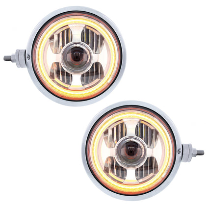 Stainless Steel Guide 682-C Style Headlight Assembly w/LED Headlight & Dual Color Position Light (Left or Right Hand Side)