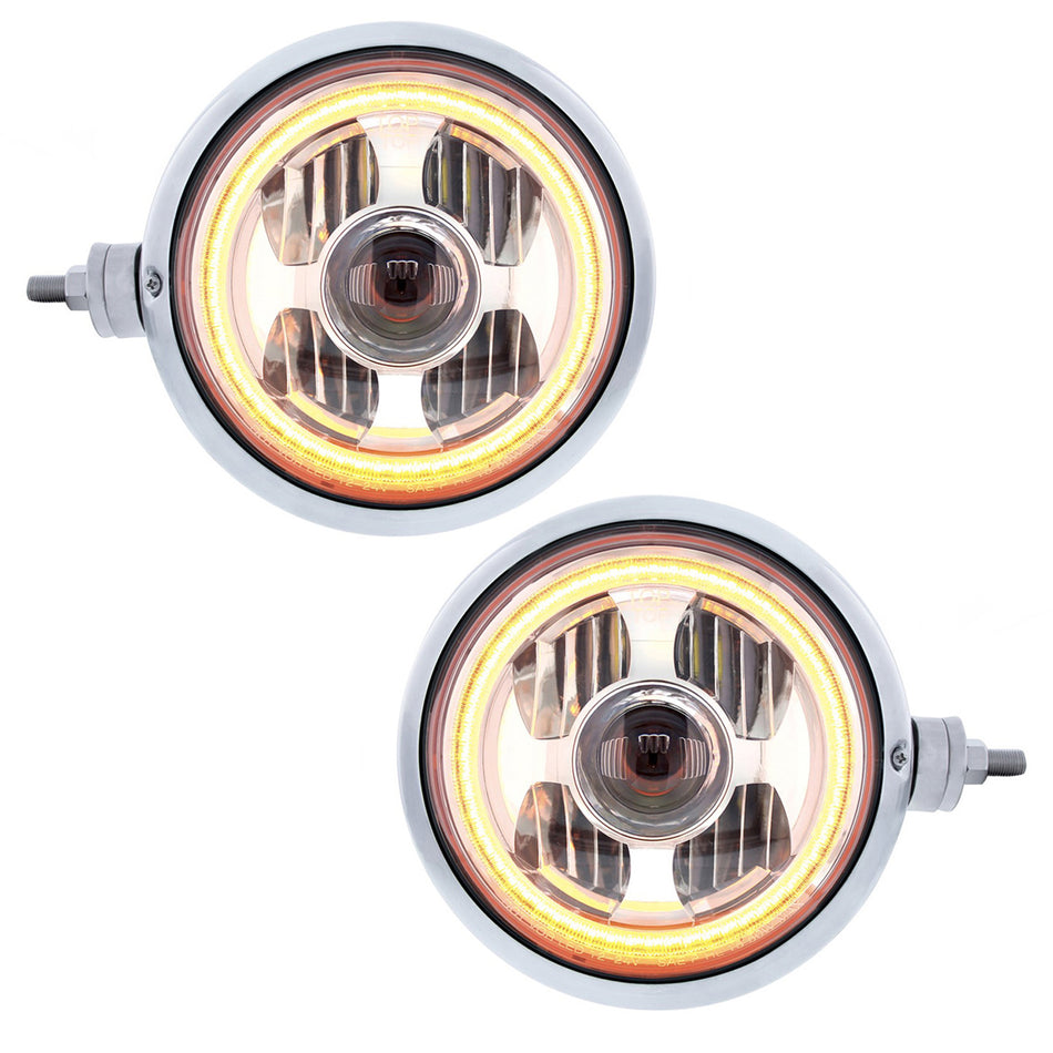 Chrome Guide 682-C Style Headlight Assembly W/LED Headlight & Dual Color Position Light (Left or Right Hand Side)