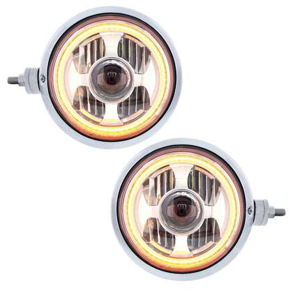 Chrome Guide 682-C Style Headlight Assembly W/LED Headlight & Dual Color Position Light (Left or Right Hand Side)
