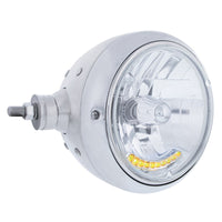 Stainless Steel Guide 682-C Style Headlight Assembly w Crystal Lens & 10 LEDs Position Light (Left or Right Hand Side)