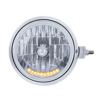 Stainless Steel Guide 682-C Style Headlight Assembly w Crystal Lens & 10 LEDs Position Light (Left or Right Hand Side)