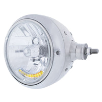 Stainless Steel Guide 682-C Style Headlight Assembly w Crystal Lens & 10 LEDs Position Light (Left or Right Hand Side)