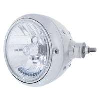 Stainless Steel Guide 682-C Style Headlight Assembly w Crystal Lens & 10 LEDs Position Light (Left or Right Hand Side)