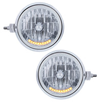 Chrome Guide 682-C Style Headlight Assembly W/Crystal Lens & 10 LEDs Position Light (Left or Right Hand Side)