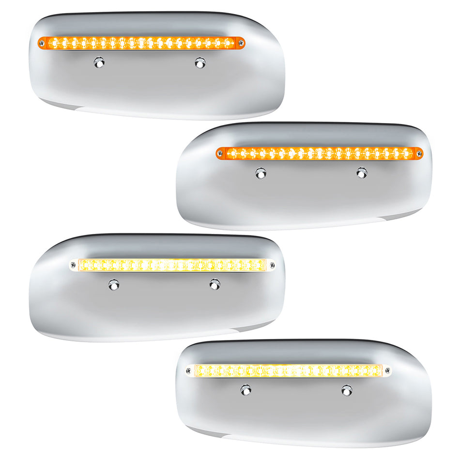 19 LED Rear Headlight Housing Cover For 2008-2023 Peterbilt 389 - Amber LEDs w Amber or Clear Lens (Driver or Passenger Side)