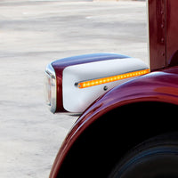 19 LED Rear Headlight Housing Cover For 2008-2023 Peterbilt 389 - Amber LEDs w Amber or Clear Lens (Driver or Passenger Side)