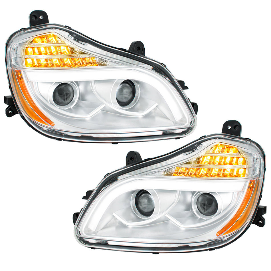 United Pacific - Chrome 8 LED Projection Headlight For 2013-2021 Kenworth T680 (Driver or Passenger Side)