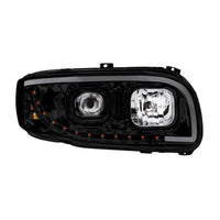 Chrome or Black Projection Headlight With LED Turn Signal & Light Bar For 2008-2024 Peterbilt 389 (Driver or Passenger Side)