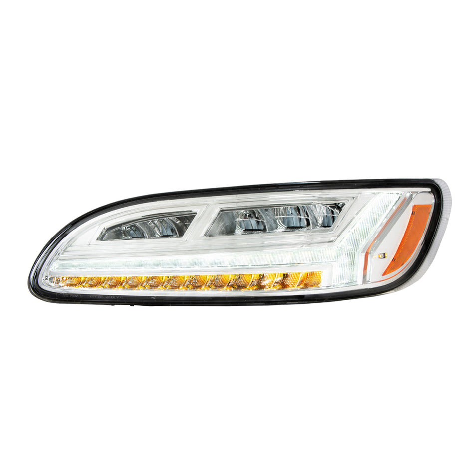 Chrome or Black 6 LED Headlight For Peterbilt 386 (2006-2016) & 387 (2000-2011) (Driver or Passenger Side)